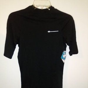O'rageous Mens Black SS Swim Top SZ S.